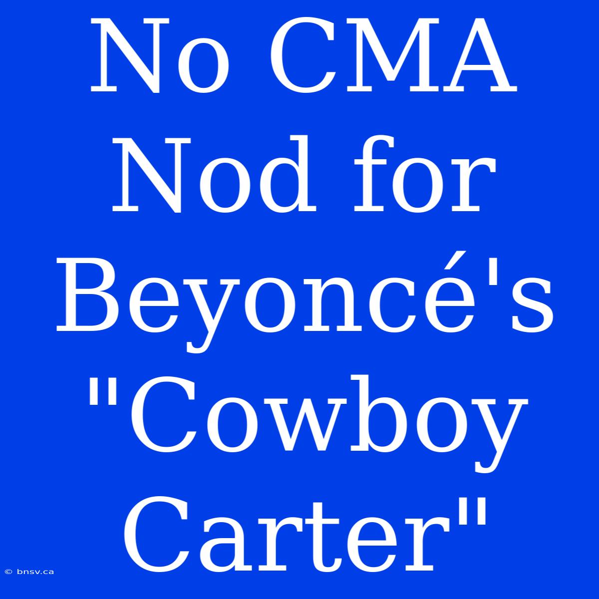 No CMA Nod For Beyoncé's 