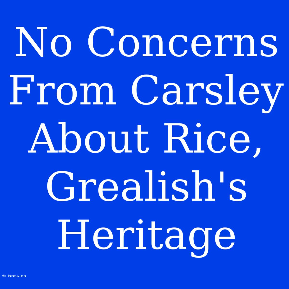 No Concerns From Carsley About Rice, Grealish's Heritage