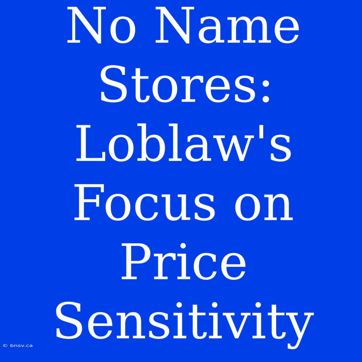 No Name Stores: Loblaw's Focus On Price Sensitivity