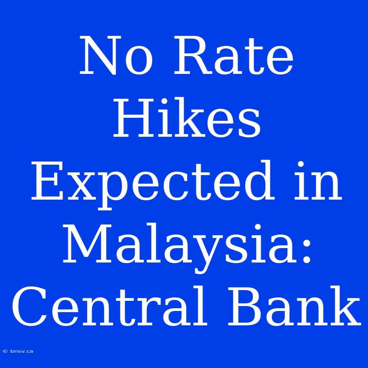 No Rate Hikes Expected In Malaysia: Central Bank