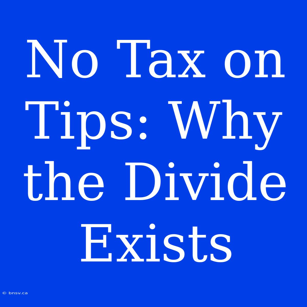 No Tax On Tips: Why The Divide Exists