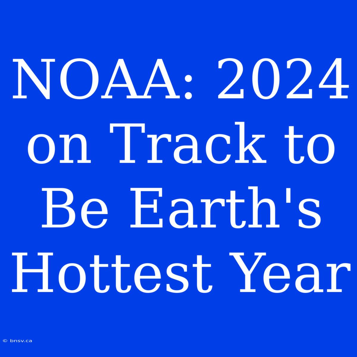 NOAA: 2024 On Track To Be Earth's Hottest Year