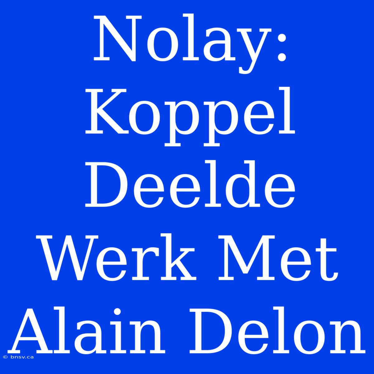 Nolay: Koppel Deelde Werk Met Alain Delon