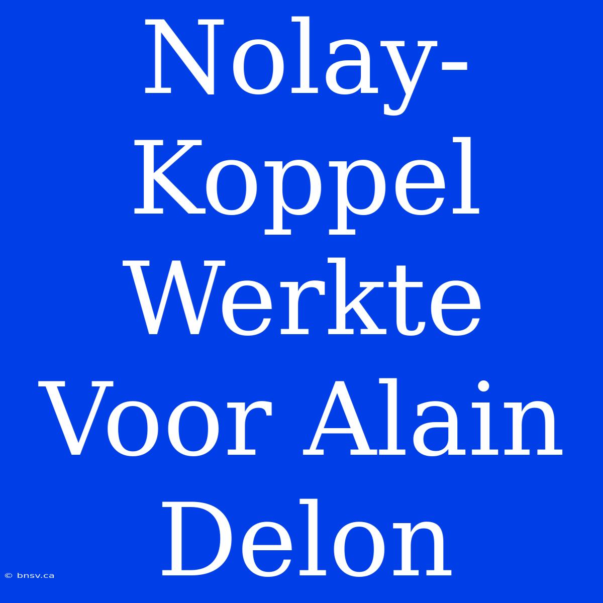 Nolay-Koppel Werkte Voor Alain Delon