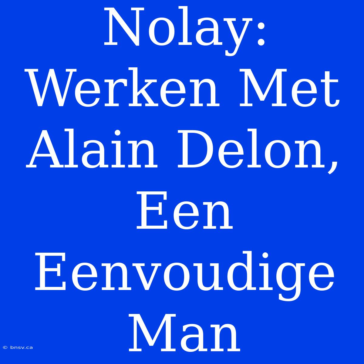 Nolay: Werken Met Alain Delon, Een Eenvoudige Man