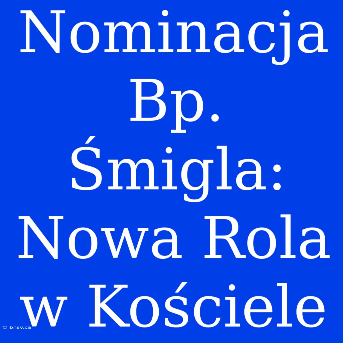 Nominacja Bp. Śmigla: Nowa Rola W Kościele