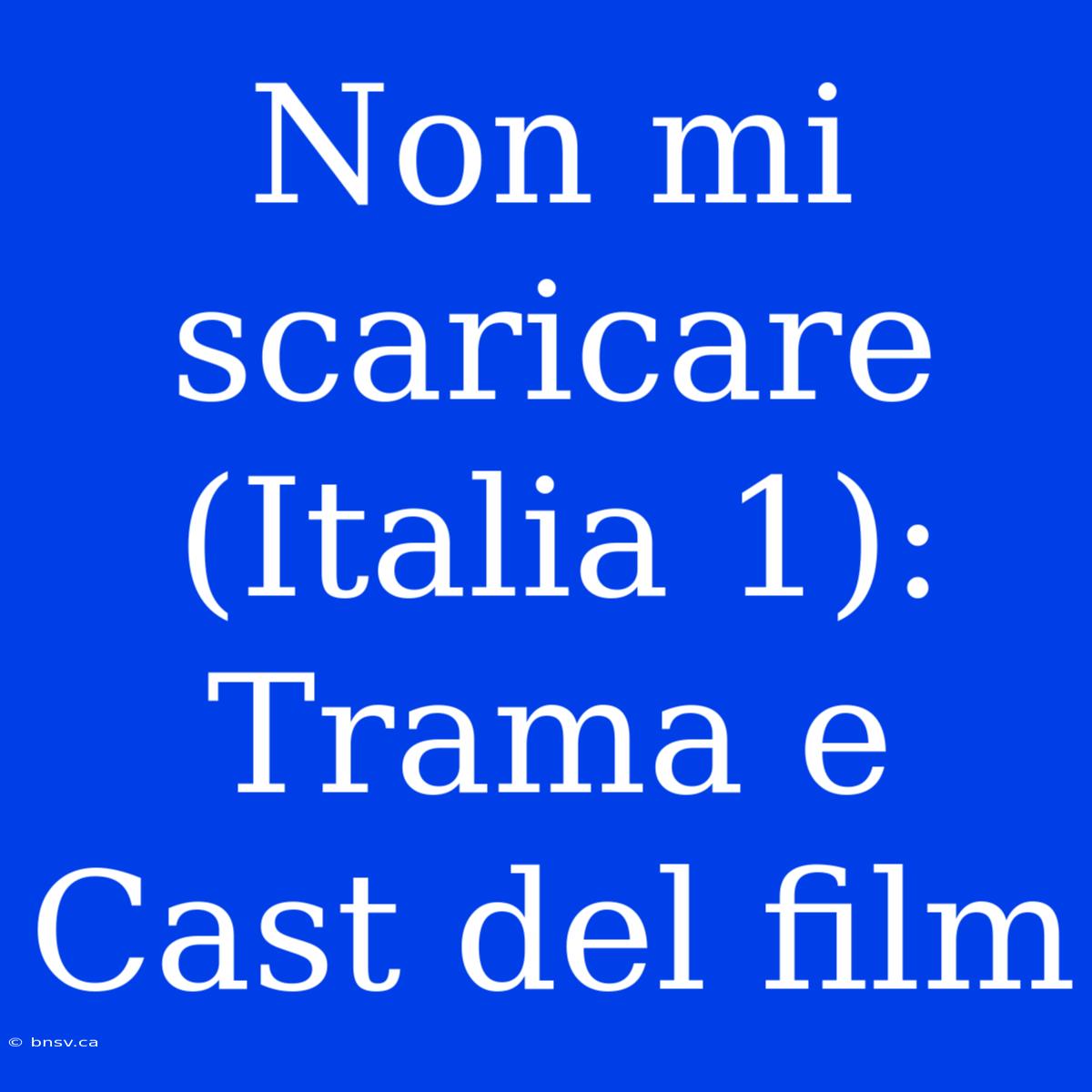 Non Mi Scaricare (Italia 1): Trama E Cast Del Film