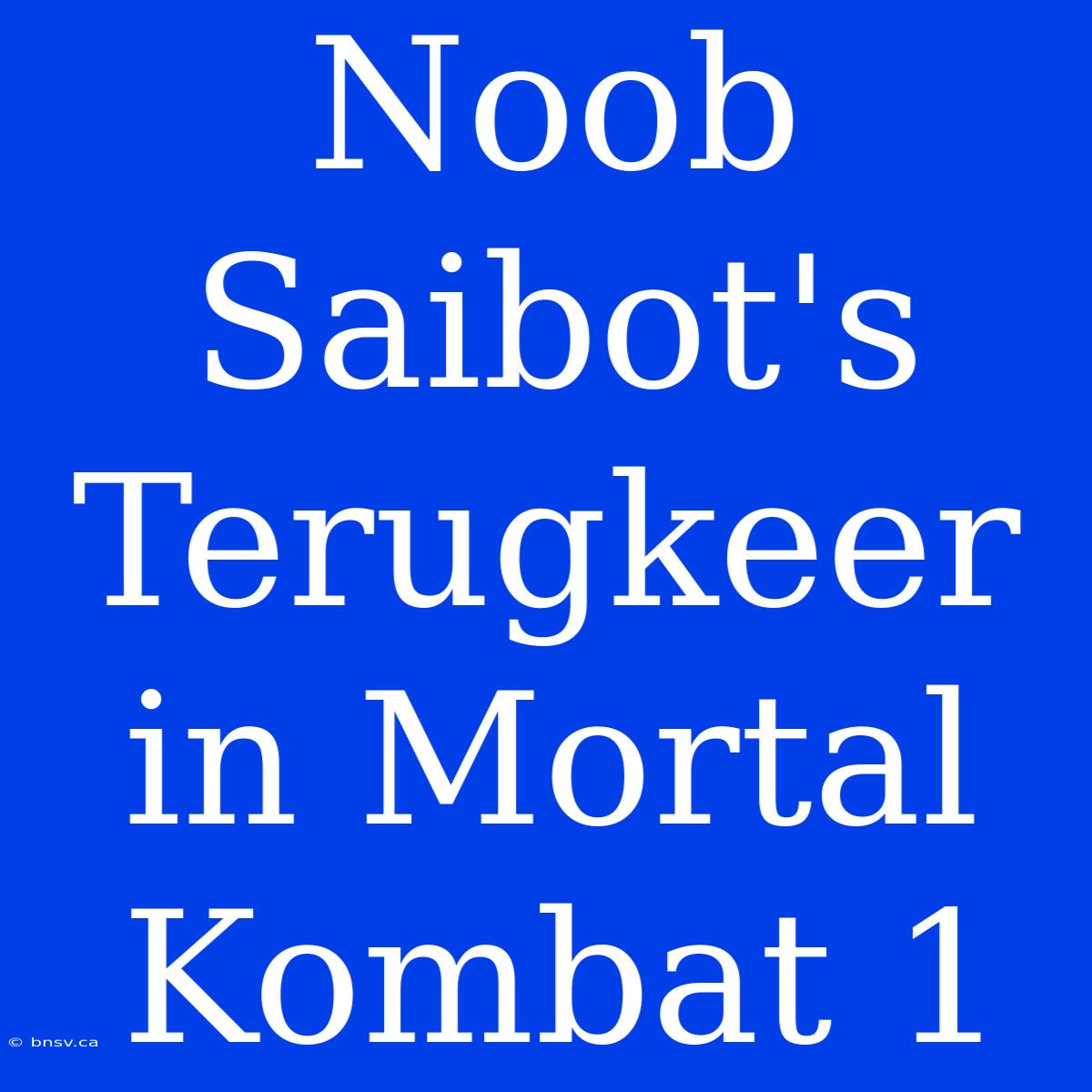 Noob Saibot's Terugkeer In Mortal Kombat 1