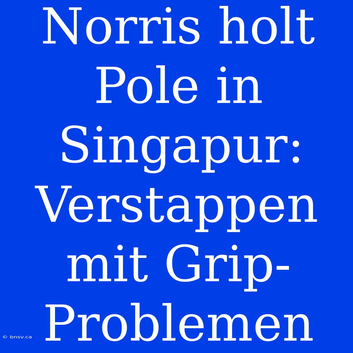 Norris Holt Pole In Singapur: Verstappen Mit Grip-Problemen