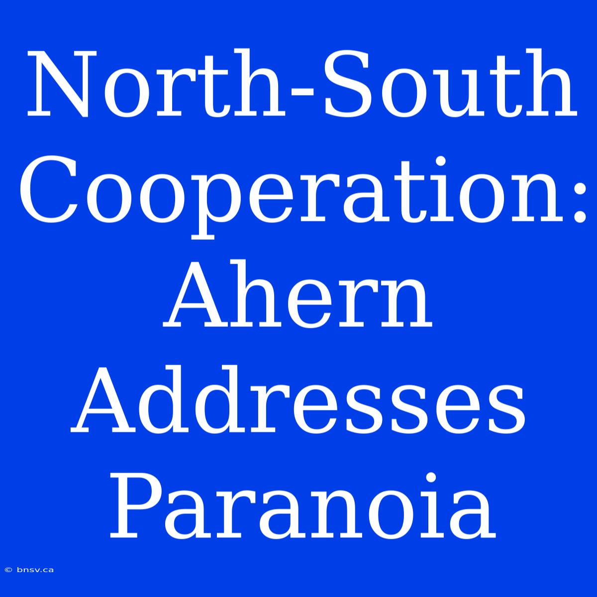 North-South Cooperation: Ahern Addresses Paranoia