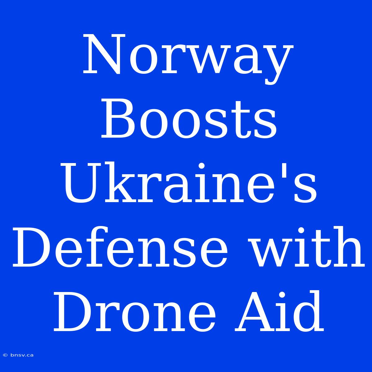 Norway Boosts Ukraine's Defense With Drone Aid