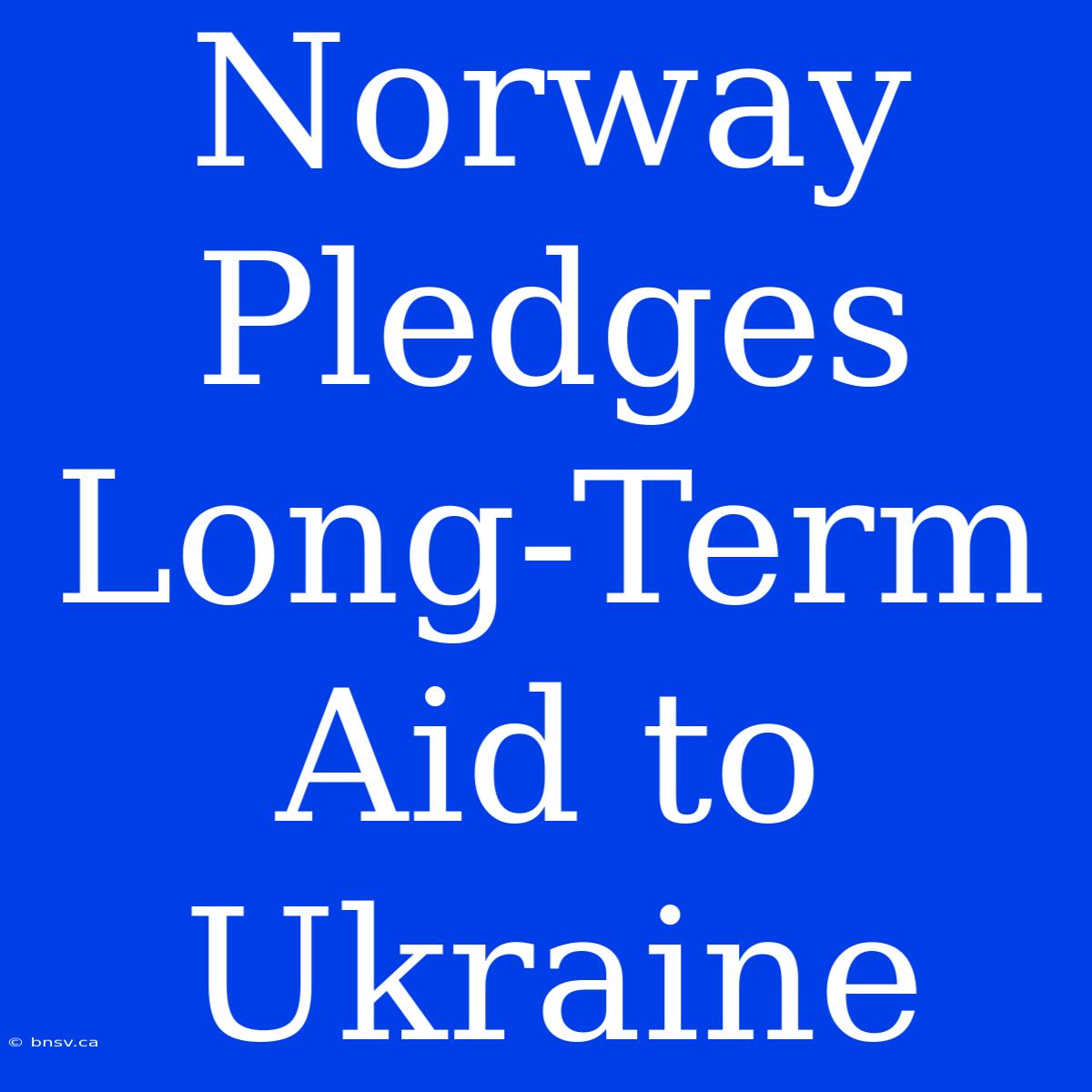 Norway Pledges Long-Term Aid To Ukraine