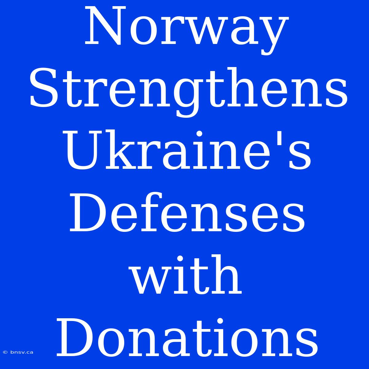 Norway Strengthens Ukraine's Defenses With Donations