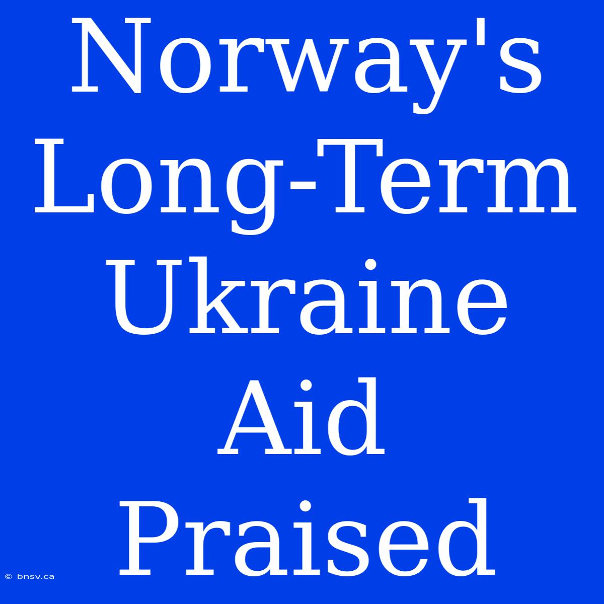 Norway's Long-Term Ukraine Aid Praised