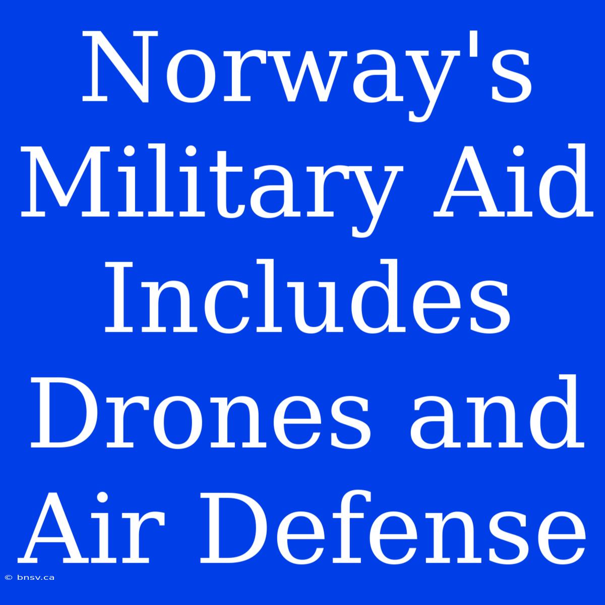 Norway's Military Aid Includes Drones And Air Defense