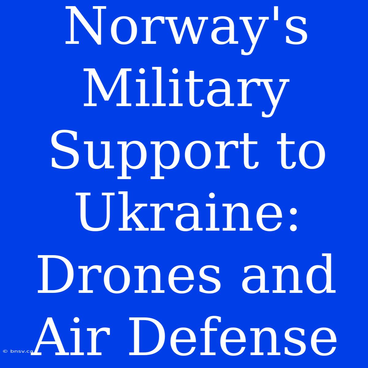 Norway's Military Support To Ukraine: Drones And Air Defense