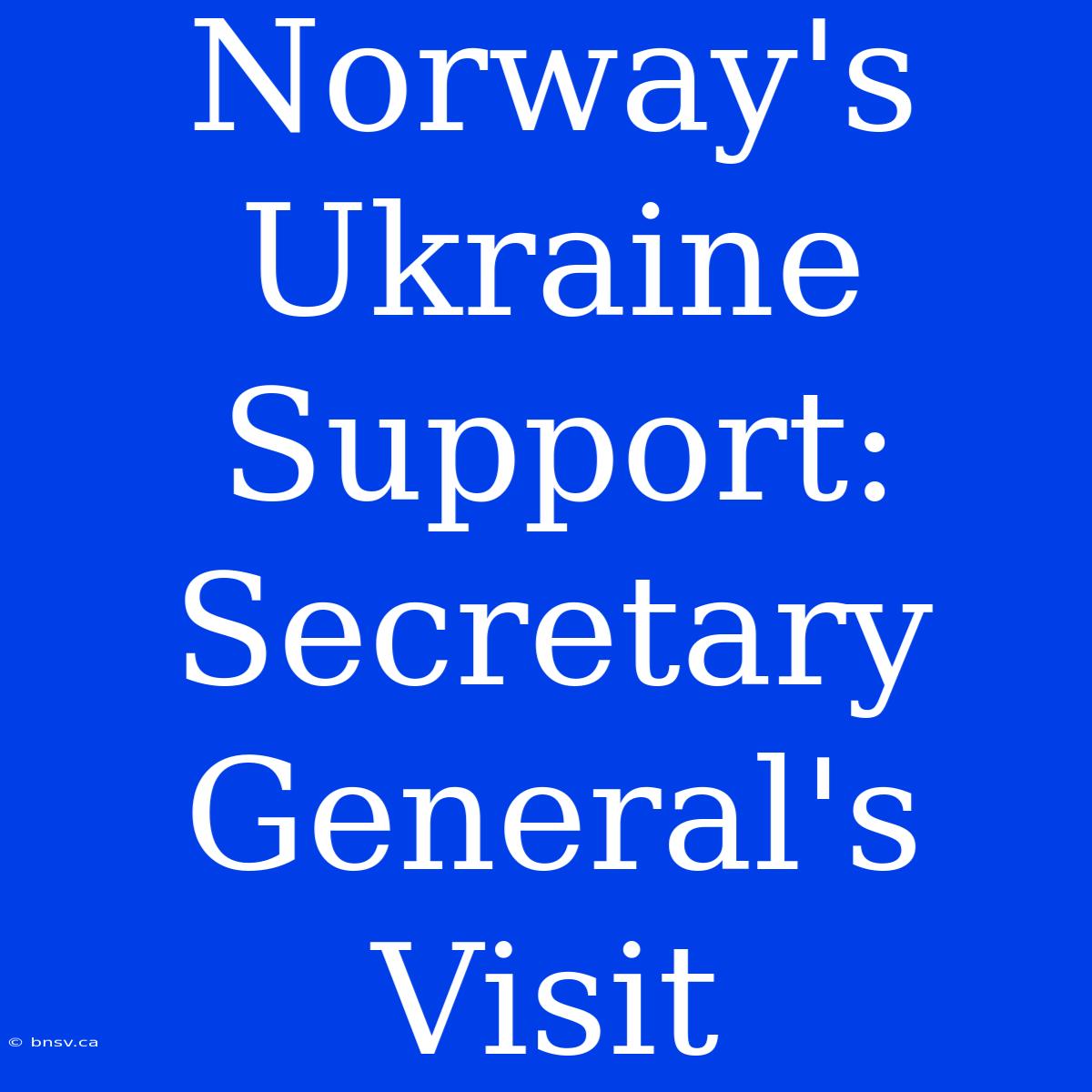 Norway's Ukraine Support: Secretary General's Visit