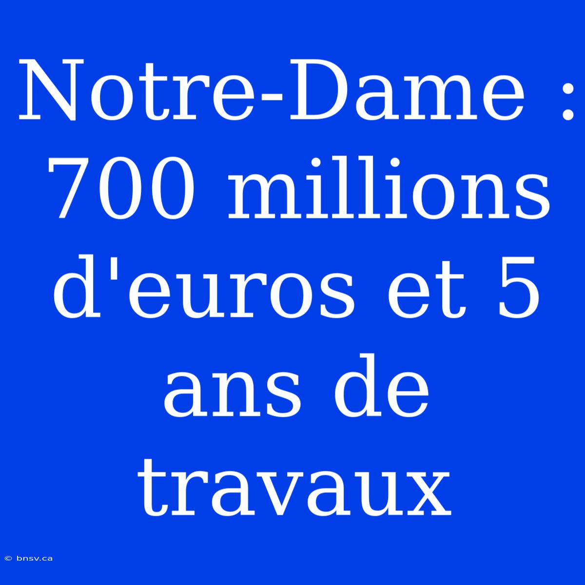 Notre-Dame : 700 Millions D'euros Et 5 Ans De Travaux