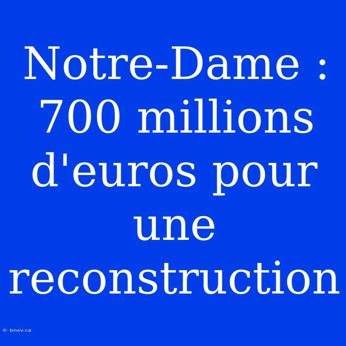 Notre-Dame : 700 Millions D'euros Pour Une Reconstruction