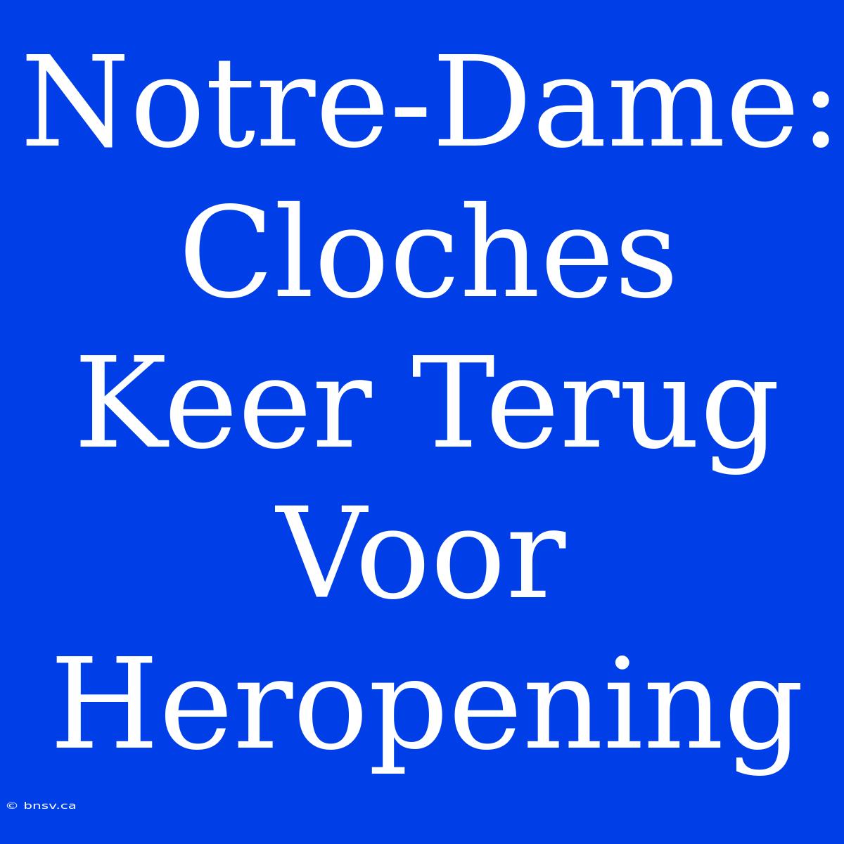 Notre-Dame: Cloches Keer Terug Voor Heropening