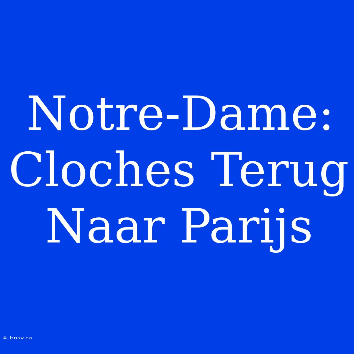 Notre-Dame: Cloches Terug Naar Parijs