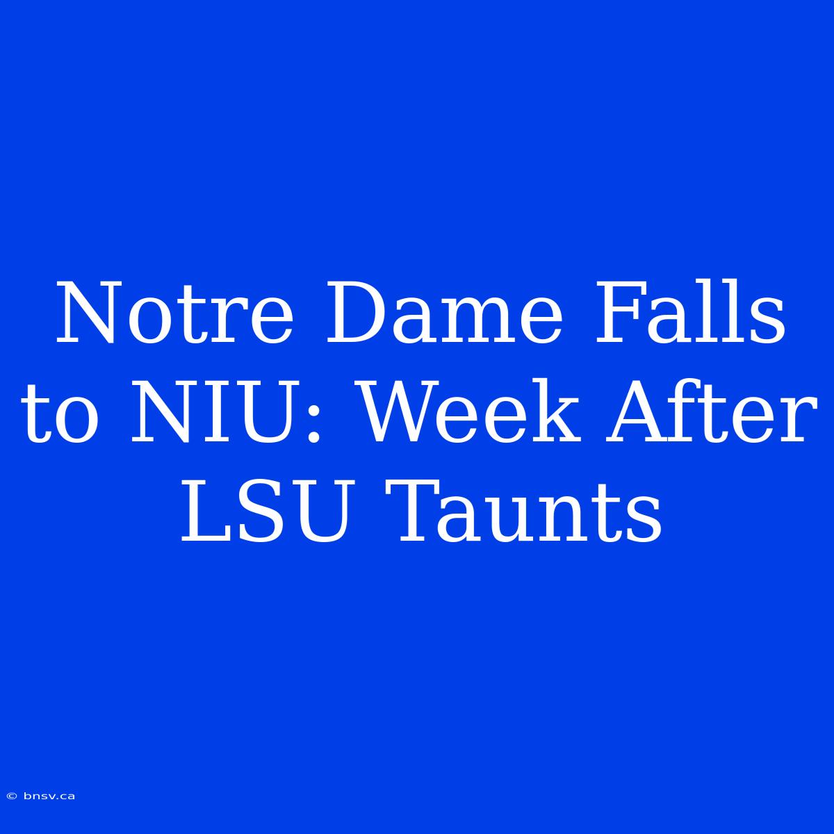 Notre Dame Falls To NIU: Week After LSU Taunts