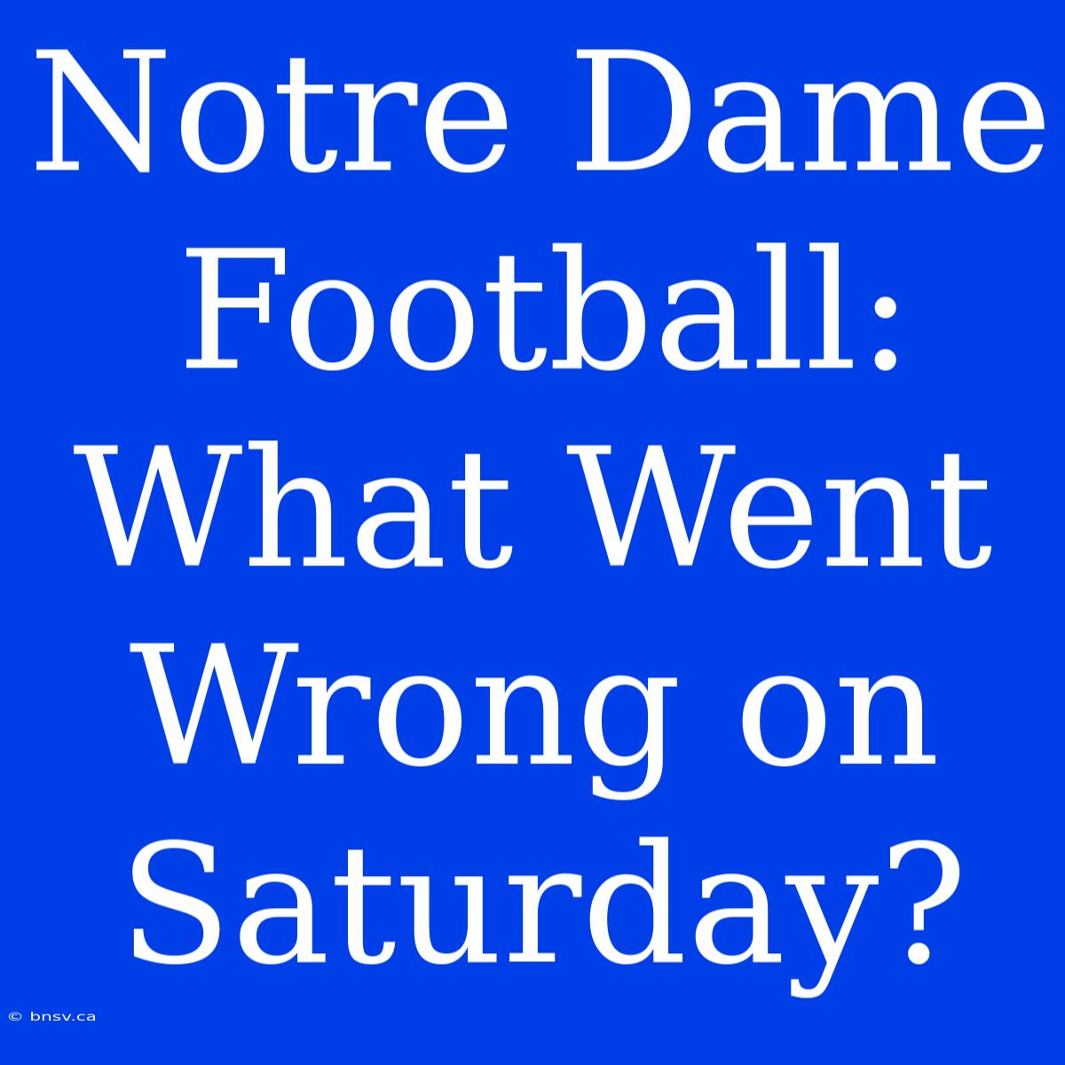 Notre Dame Football: What Went Wrong On Saturday?