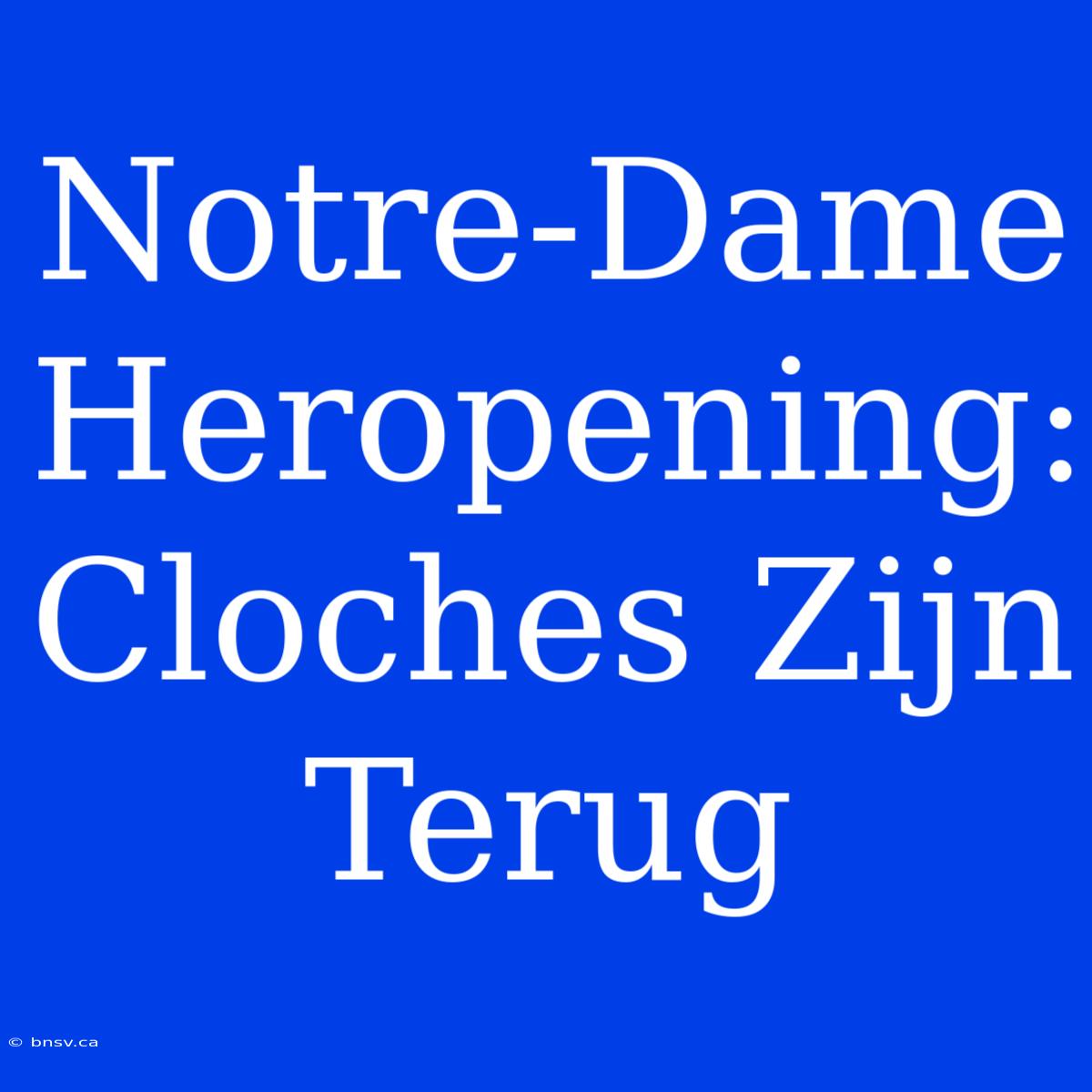 Notre-Dame Heropening: Cloches Zijn Terug