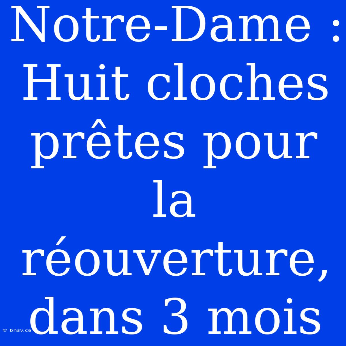 Notre-Dame : Huit Cloches Prêtes Pour La Réouverture, Dans 3 Mois