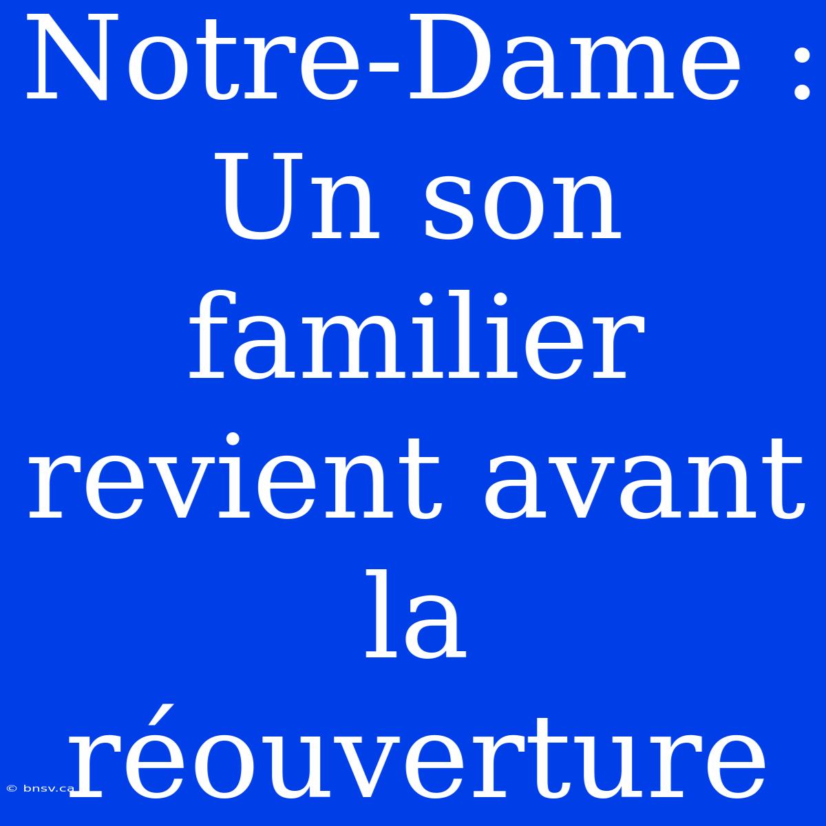 Notre-Dame : Un Son Familier Revient Avant La Réouverture