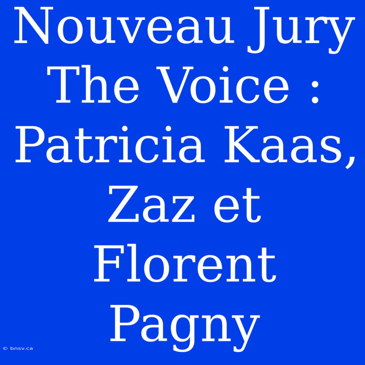 Nouveau Jury The Voice : Patricia Kaas, Zaz Et Florent Pagny