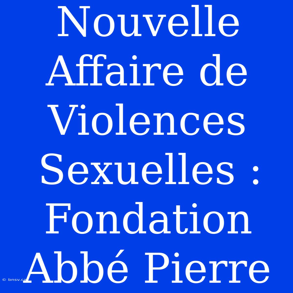 Nouvelle Affaire De Violences Sexuelles : Fondation Abbé Pierre