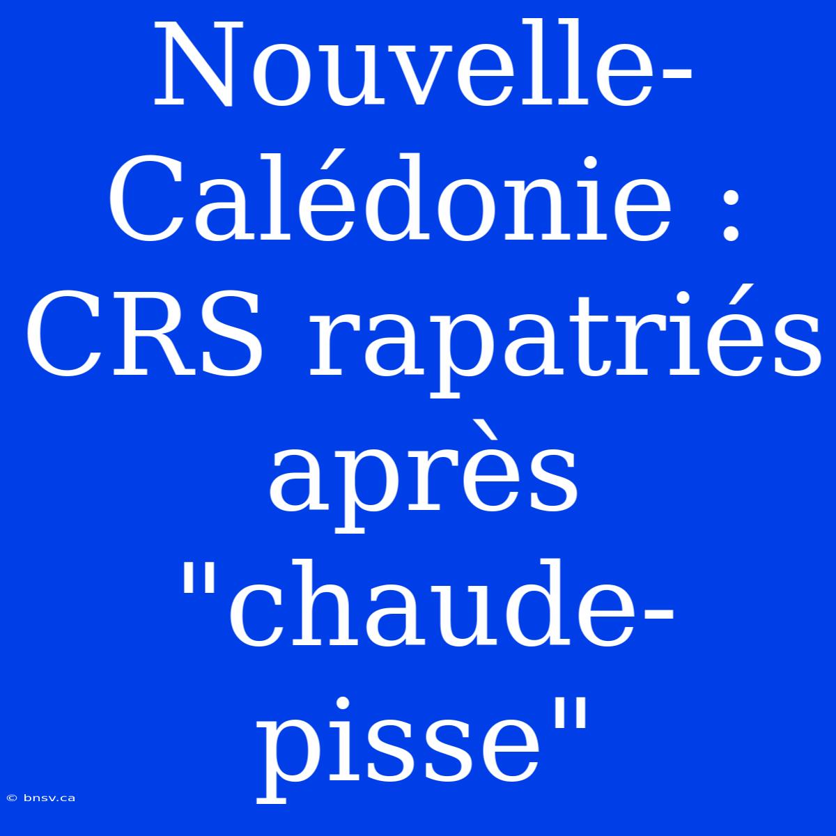 Nouvelle-Calédonie : CRS Rapatriés Après 