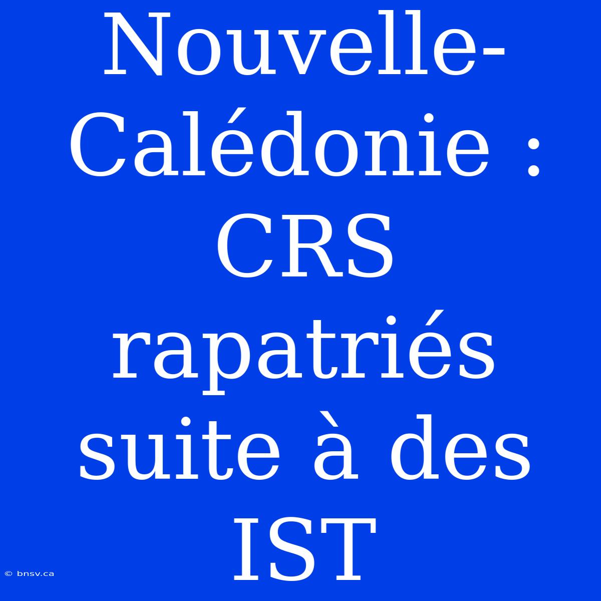 Nouvelle-Calédonie : CRS Rapatriés Suite À Des IST