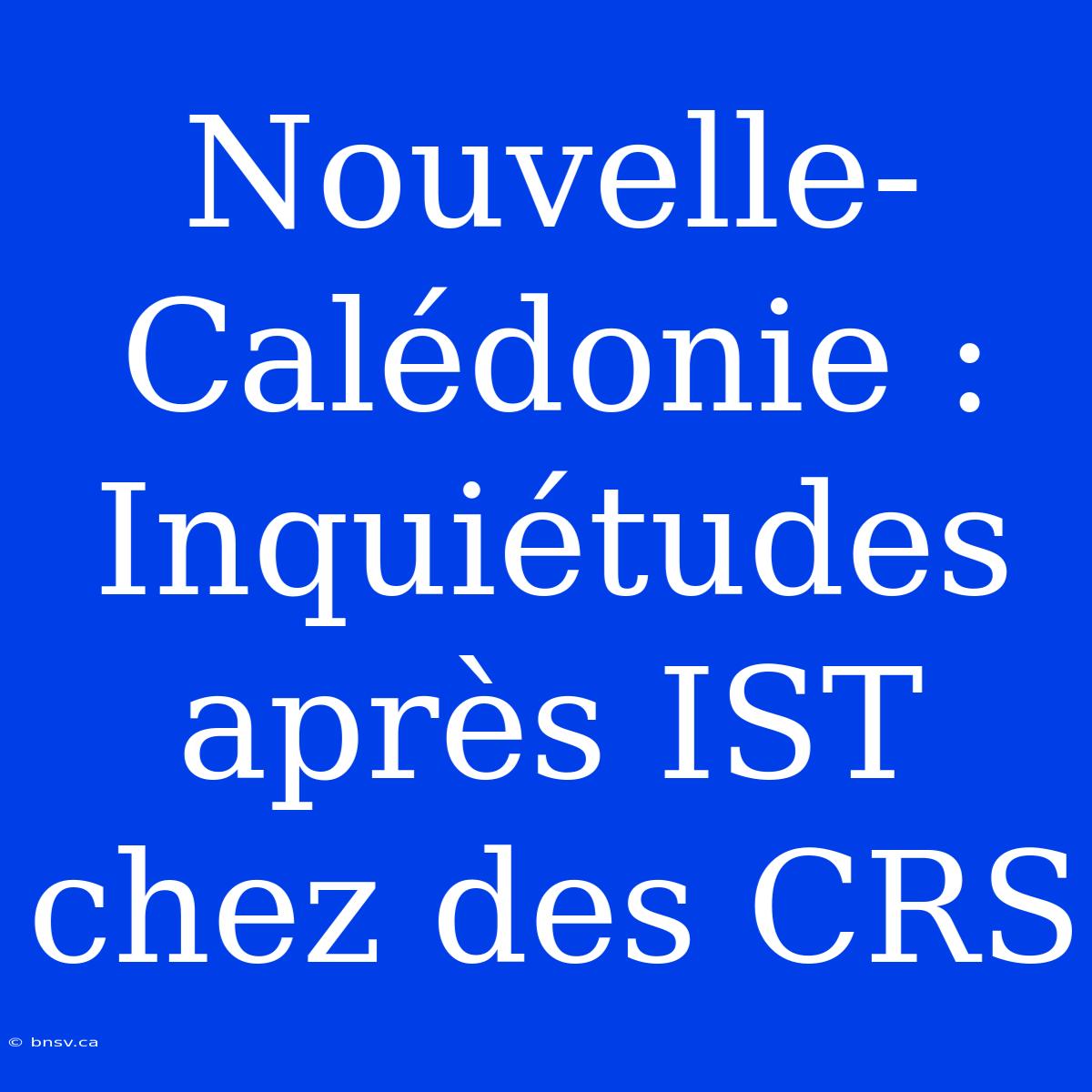 Nouvelle-Calédonie : Inquiétudes Après IST Chez Des CRS