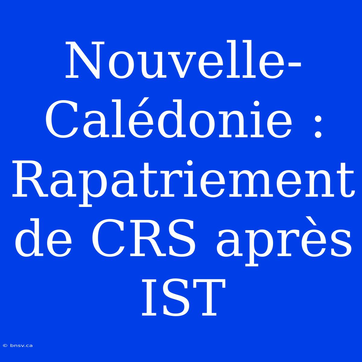 Nouvelle-Calédonie : Rapatriement De CRS Après IST