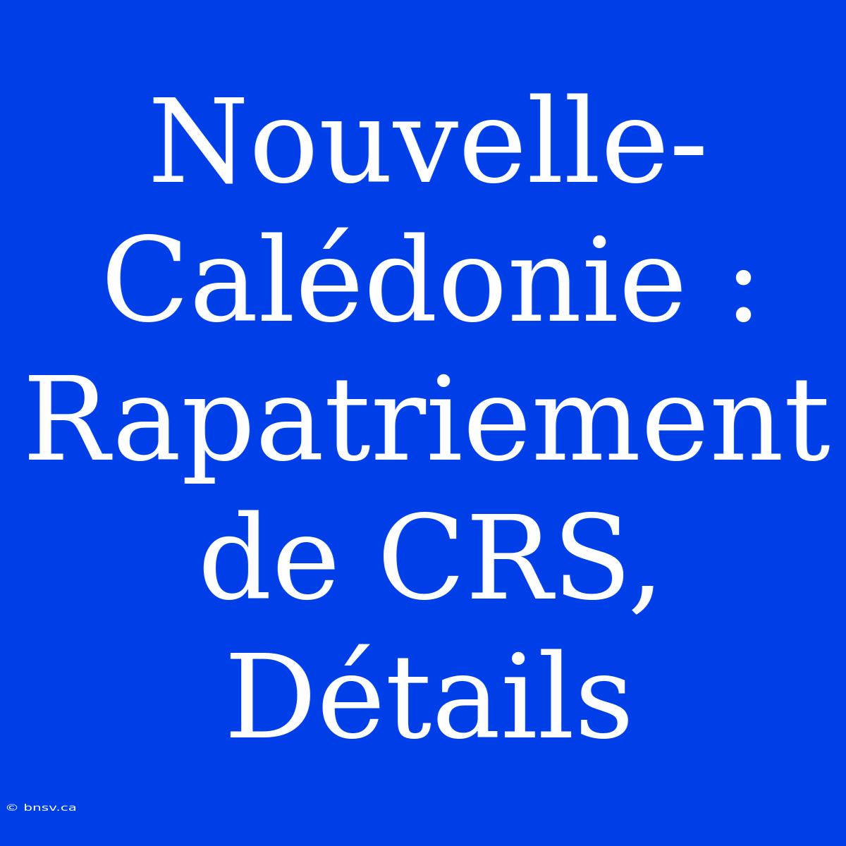 Nouvelle-Calédonie : Rapatriement De CRS, Détails