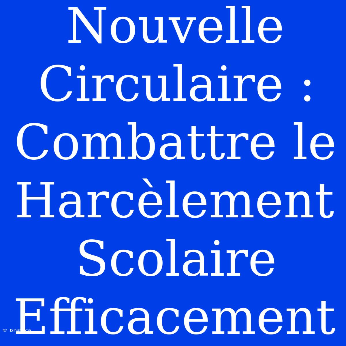 Nouvelle Circulaire :  Combattre Le Harcèlement Scolaire Efficacement