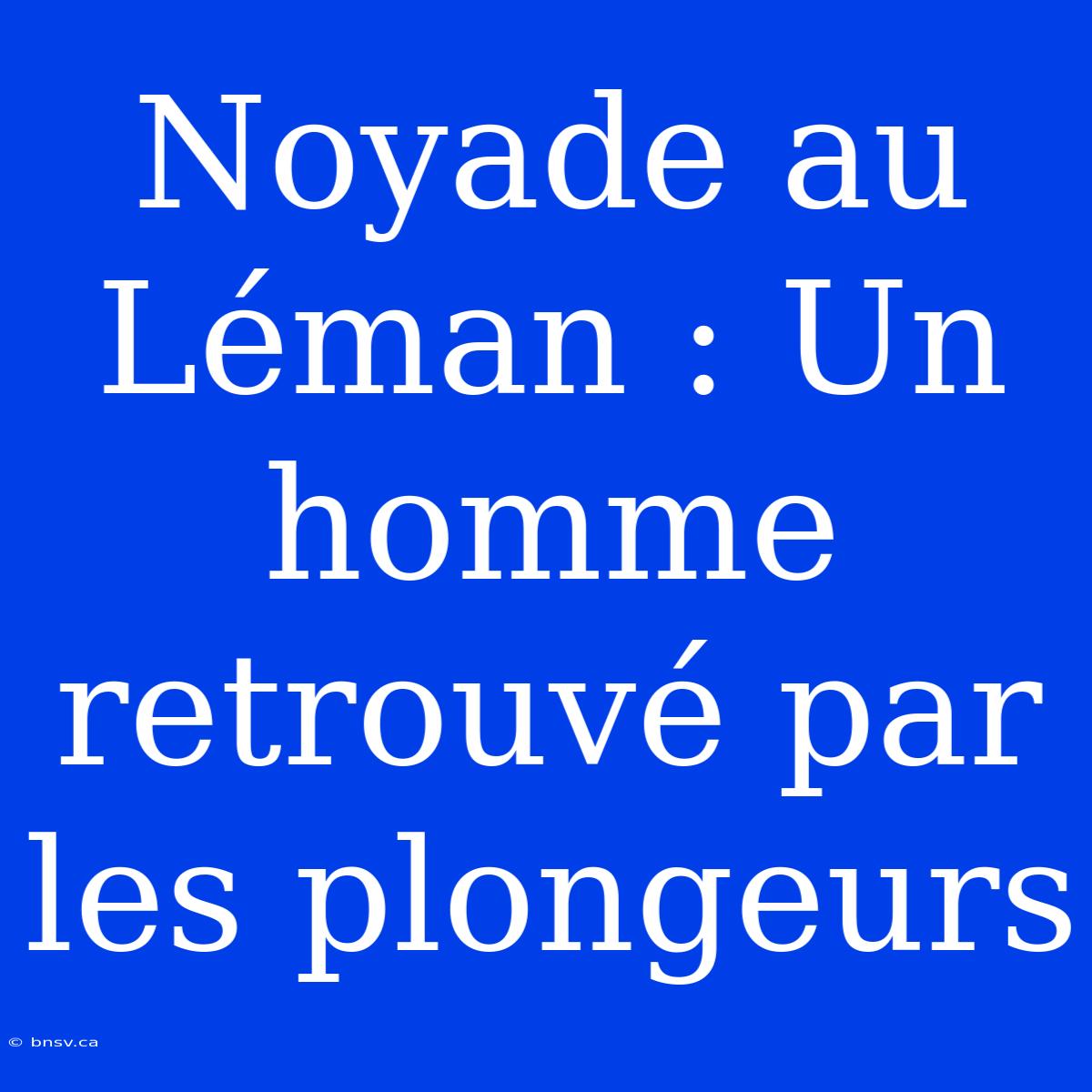 Noyade Au Léman : Un Homme Retrouvé Par Les Plongeurs