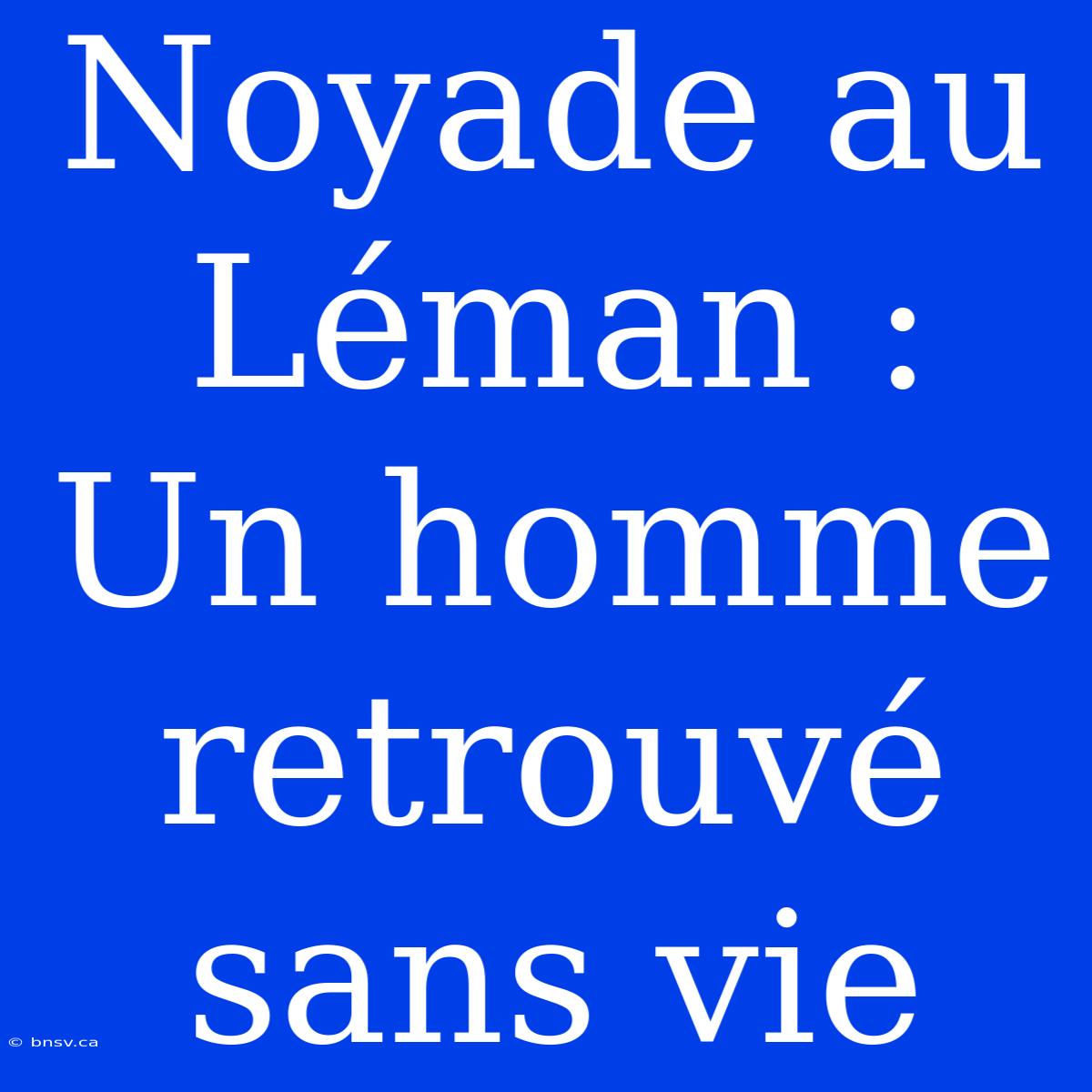 Noyade Au Léman : Un Homme Retrouvé Sans Vie