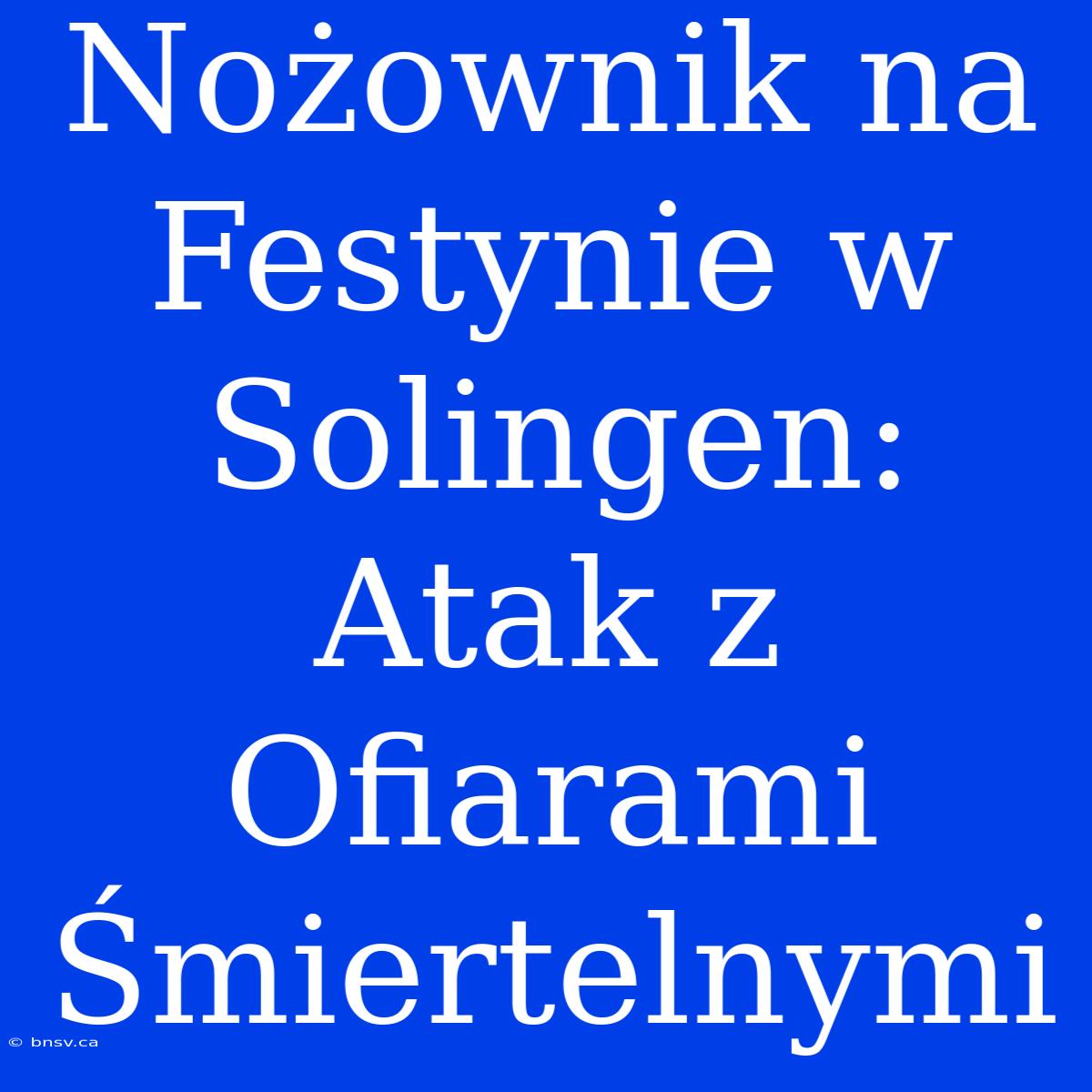 Nożownik Na Festynie W Solingen: Atak Z Ofiarami Śmiertelnymi