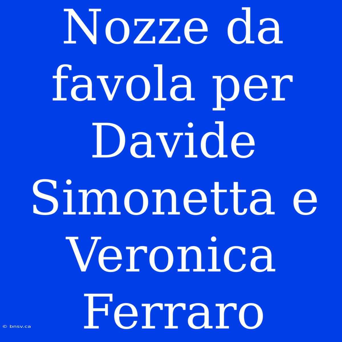 Nozze Da Favola Per Davide Simonetta E Veronica Ferraro