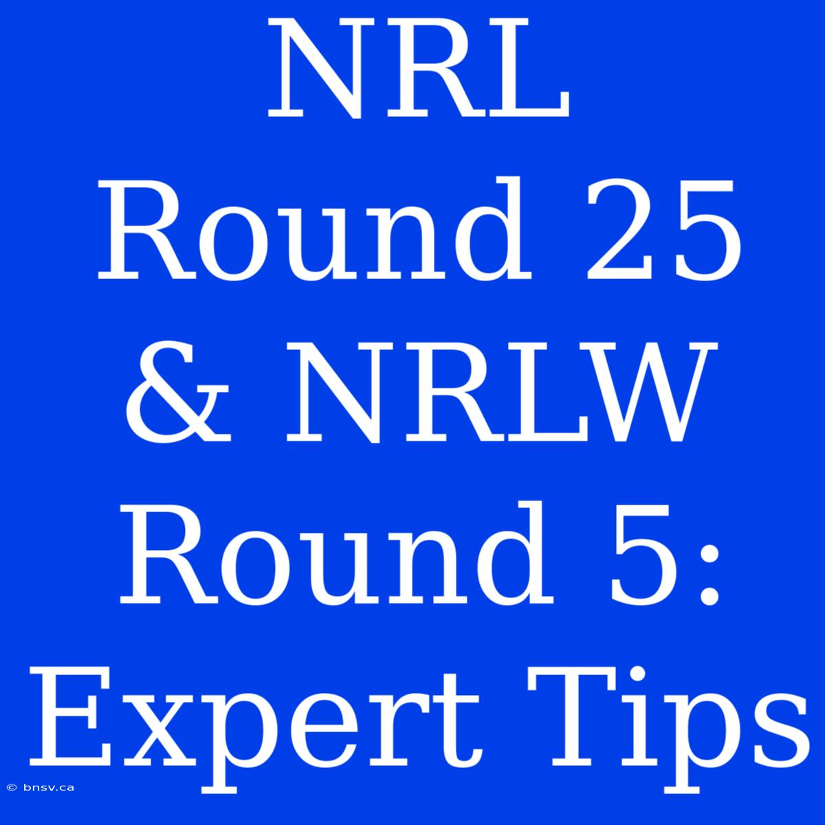 NRL Round 25 & NRLW Round 5: Expert Tips