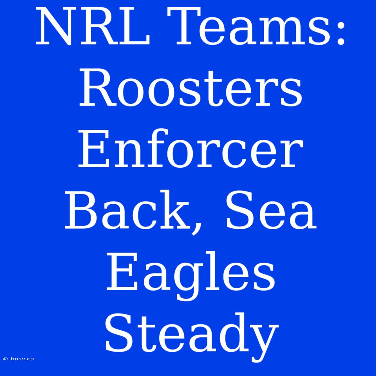 NRL Teams: Roosters Enforcer Back, Sea Eagles Steady