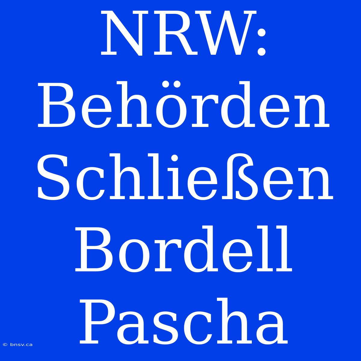 NRW: Behörden Schließen Bordell Pascha