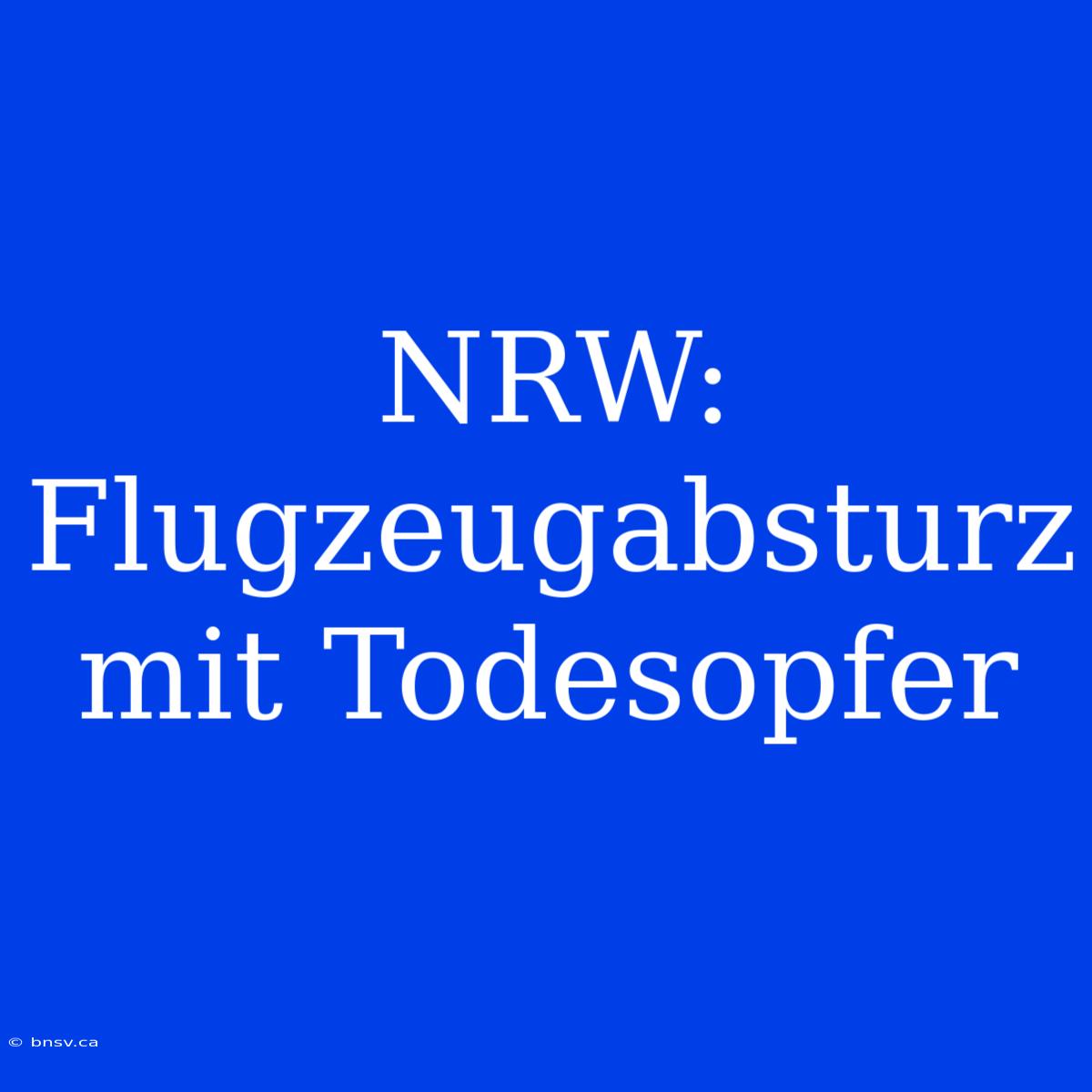 NRW: Flugzeugabsturz Mit Todesopfer