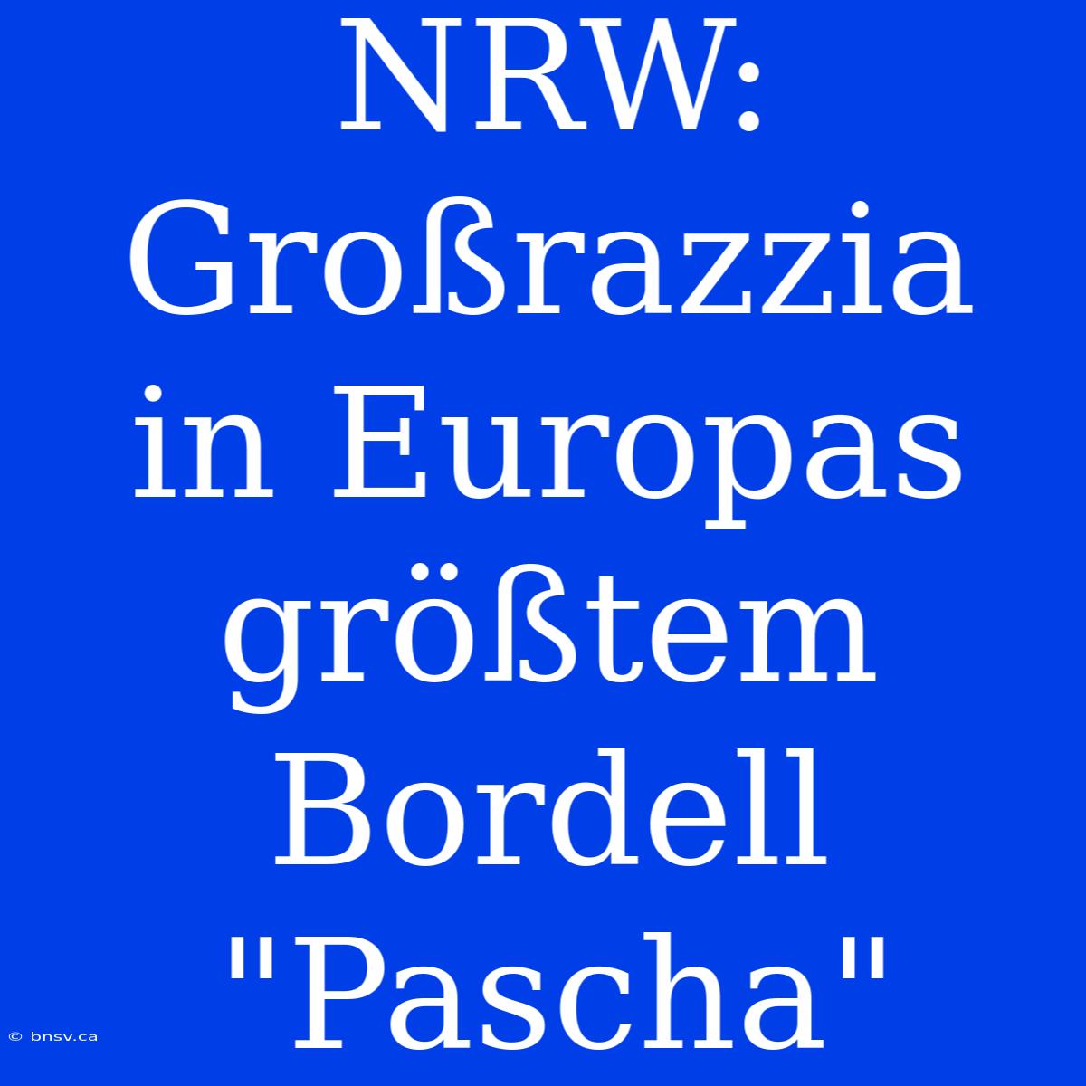 NRW: Großrazzia In Europas Größtem Bordell 