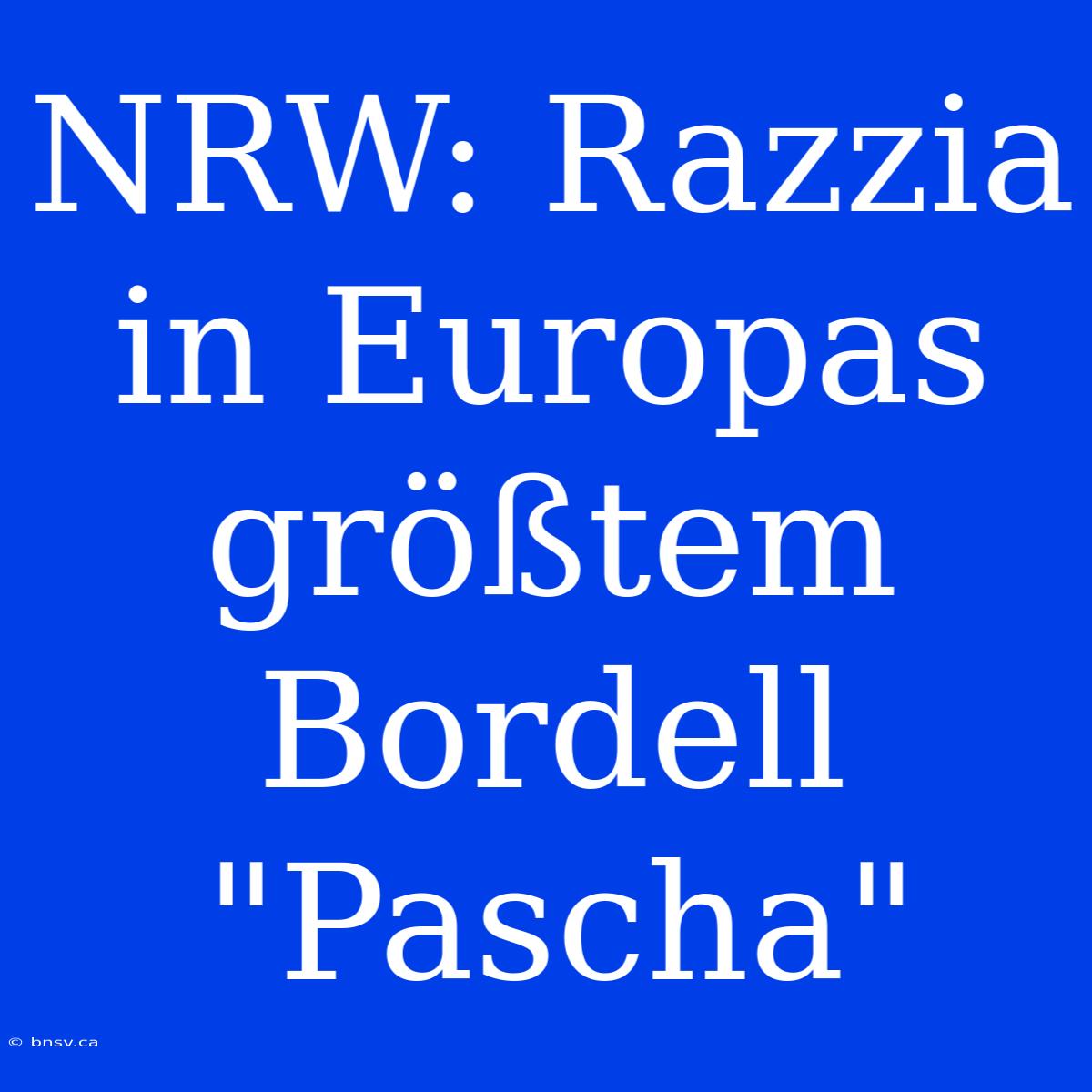 NRW: Razzia In Europas Größtem Bordell 