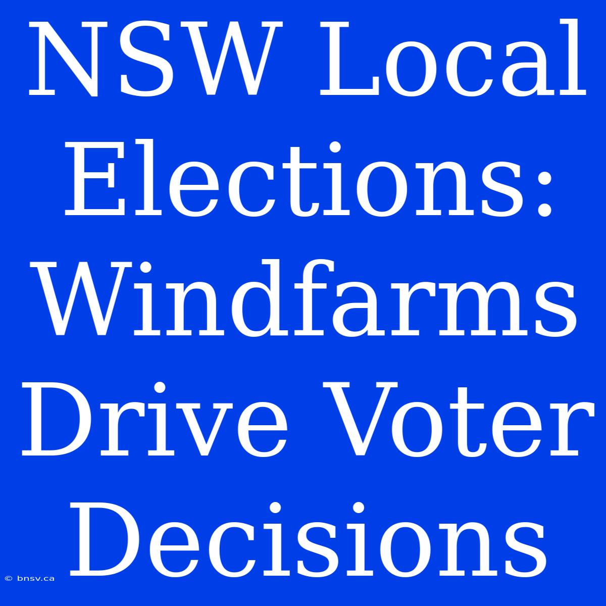 NSW Local Elections: Windfarms Drive Voter Decisions