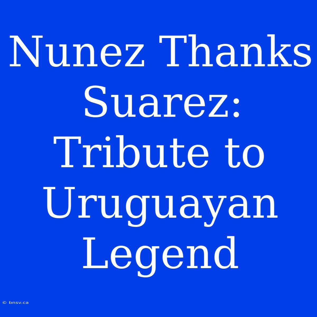 Nunez Thanks Suarez: Tribute To Uruguayan Legend